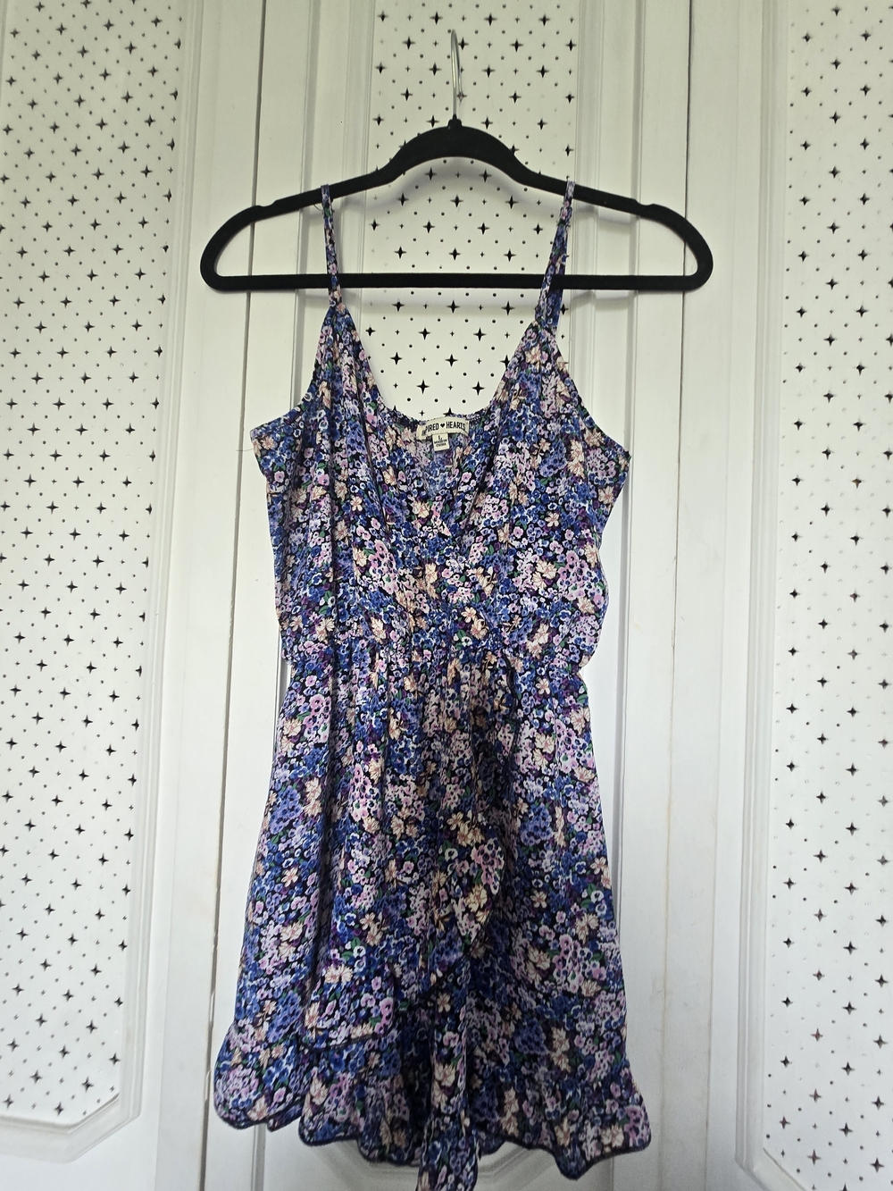 Inspired Hearts Blue and Pink Floral Spaghetti-Strap Dress